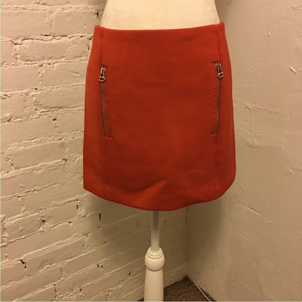 Maje diddle mini skirt pocket detail orange felt size 6
